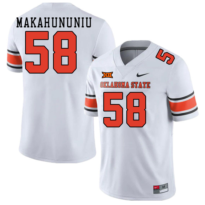 Men #58 Viliami Makahununiu Oklahoma State Cowboys College Football Jerseys Stitched-White